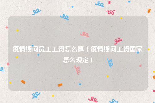 疫情期间员工工资怎么算（疫情期间工资国家怎么规定）