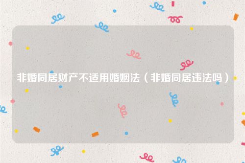 非婚同居财产不适用婚姻法（非婚同居违法吗）