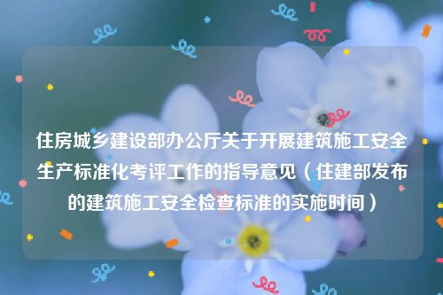 住房城乡建设部办公厅关于开展建筑施工安全生产标准化考评工作的指导意见（住建部发布的建筑施工安全检查标准的实施时间）
