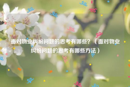 面对物业纠纷问题的思考有哪些？（面对物业纠纷问题的思考有哪些方法）