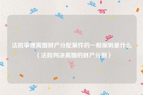 法院审理离婚财产分配案件的一般原则是什么（法院判决离婚的财产分割）