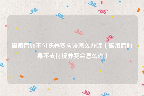 离婚后如不付抚养费应该怎么办呢（离婚后如果不支付抚养费会怎么办）