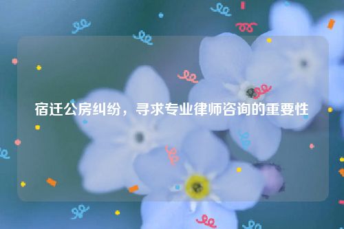 宿迁公房纠纷，寻求专业律师咨询的重要性