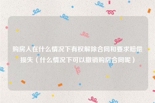 购房人在什么情况下有权解除合同和要求赔偿损失（什么情况下可以撤销购房合同呢）