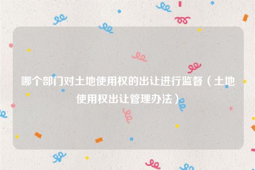 哪个部门对土地使用权的出让进行监督（土地使用权出让管理办法）