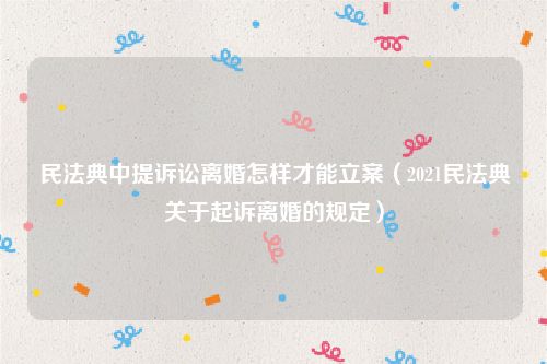 民法典中提诉讼离婚怎样才能立案（2021民法典关于起诉离婚的规定）