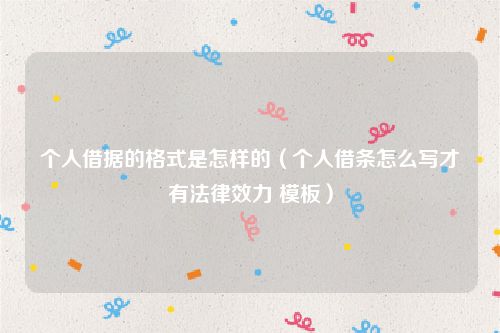 个人借据的格式是怎样的（个人借条怎么写才有法律效力 模板）