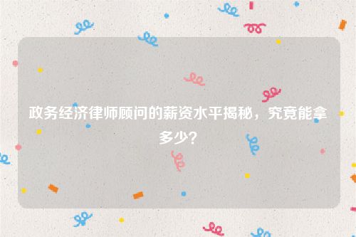 政务经济律师顾问的薪资水平揭秘，究竟能拿多少？