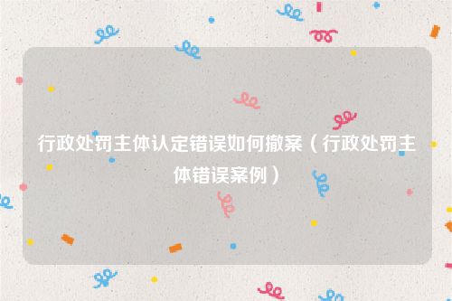 行政处罚主体认定错误如何撤案（行政处罚主体错误案例）