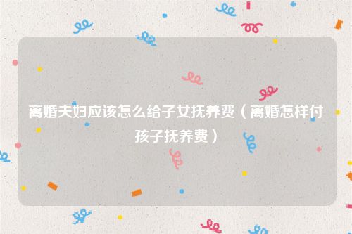 离婚夫妇应该怎么给子女抚养费（离婚怎样付孩子抚养费）