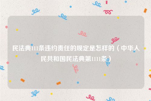 民法典111条违约责任的规定是怎样的（中华人民共和国民法典第1111条）