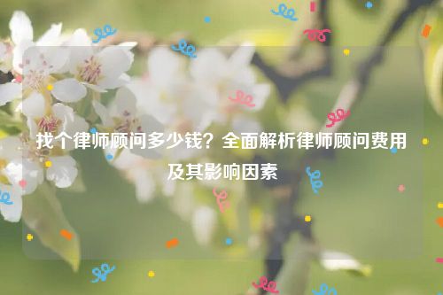 找个律师顾问多少钱？全面解析律师顾问费用及其影响因素