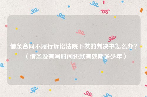 借条合同不履行诉讼法院下发的判决书怎么办？（借条没有写时间还款有效期多少年）