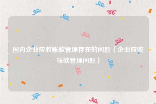国内企业应收账款管理存在的问题（企业应收帐款管理问题）