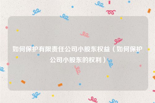 如何保护有限责任公司小股东权益（如何保护公司小股东的权利）