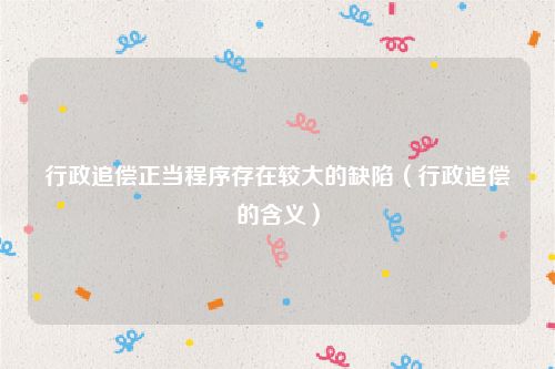 行政追偿正当程序存在较大的缺陷（行政追偿的含义）