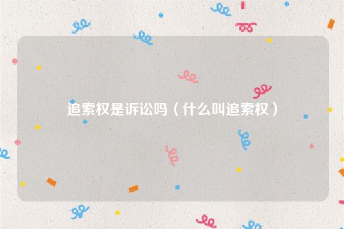 追索权是诉讼吗（什么叫追索权）