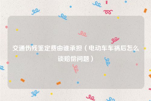 交通伤残鉴定费由谁承担（电动车车祸后怎么谈赔偿问题）