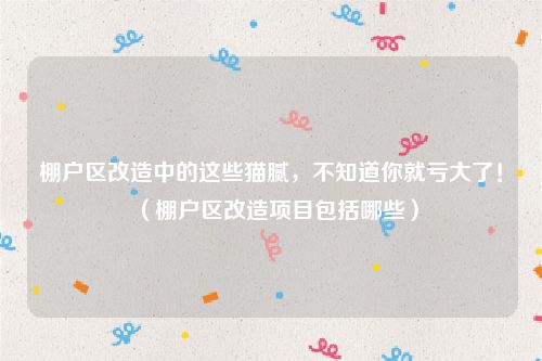 棚户区改造中的这些猫腻，不知道你就亏大了！（棚户区改造项目包括哪些）