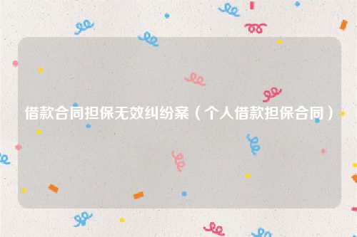 借款合同担保无效纠纷案（个人借款担保合同）