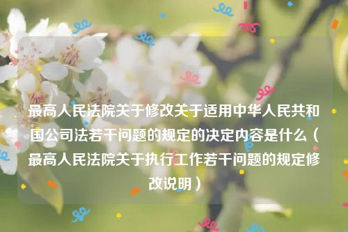 最高人民法院关于修改关于适用中华人民共和国公司法若干问题的规定的决定内容是什么（最高人民法院关于执行工作若干问题的规定修改说明）