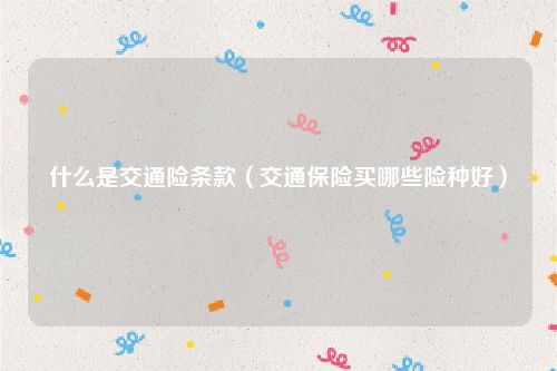 什么是交通险条款（交通保险买哪些险种好）