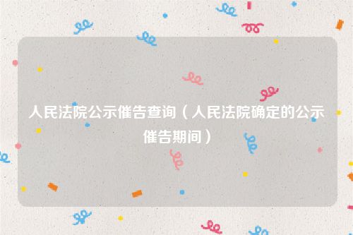 人民法院公示催告查询（人民法院确定的公示催告期间）