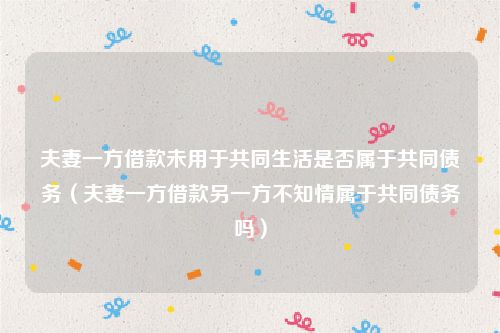 夫妻一方借款未用于共同生活是否属于共同债务（夫妻一方借款另一方不知情属于共同债务吗）