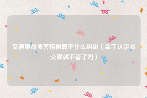 交通事故损害赔偿属于什么纠纷（拿了认定书交警就不管了吗）