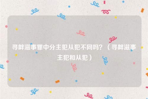 寻衅滋事罪中分主犯从犯不同吗？（寻衅滋事主犯和从犯）