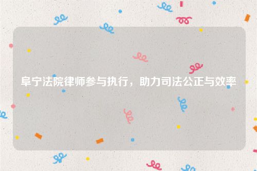 阜宁法院律师参与执行，助力司法公正与效率