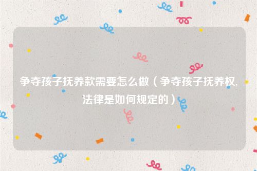 争夺孩子抚养款需要怎么做（争夺孩子抚养权,法律是如何规定的）