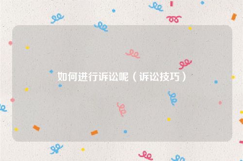如何进行诉讼呢（诉讼技巧）