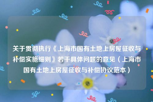 关于贯彻执行《上海市国有土地上房屋征收与补偿实施细则》若干具体问题的意见（上海市国有土地上房屋征收与补偿协议范本）