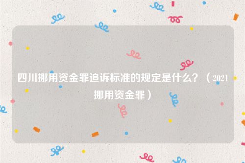 四川挪用资金罪追诉标准的规定是什么？（2021挪用资金罪）