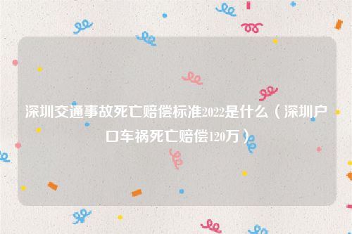 深圳交通事故死亡赔偿标准2022是什么（深圳户口车祸死亡赔偿120万）
