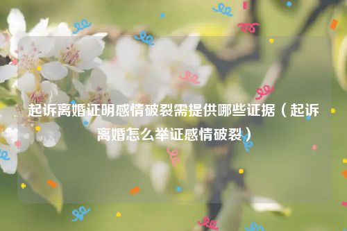 起诉离婚证明感情破裂需提供哪些证据（起诉离婚怎么举证感情破裂）