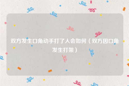 双方发生口角动手打了人会如何（双方因口角发生打架）