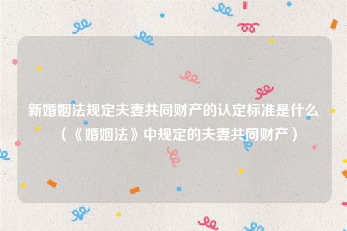 新婚姻法规定夫妻共同财产的认定标准是什么（《婚姻法》中规定的夫妻共同财产）